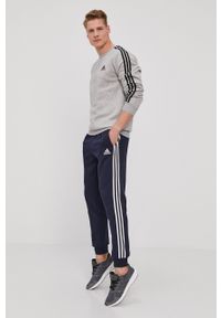 Adidas - adidas Bluza GK9110 męska kolor szary melanżowa. Okazja: na co dzień. Kolor: szary. Materiał: poliester, dzianina. Wzór: melanż. Styl: casual #5