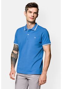 Lancerto - Koszulka Polo Bawełniana Niebieska 2 Adrian. Typ kołnierza: polo. Kolor: niebieski. Materiał: bawełna #1