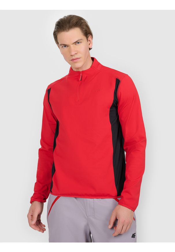 4f - 4F Bielizna termiczna ocieplana (góra) męska - czerwona XL. Typ kołnierza: kołnierzyk stójkowy. Kolor: czerwony. Sezon: zima. Sport: turystyka piesza