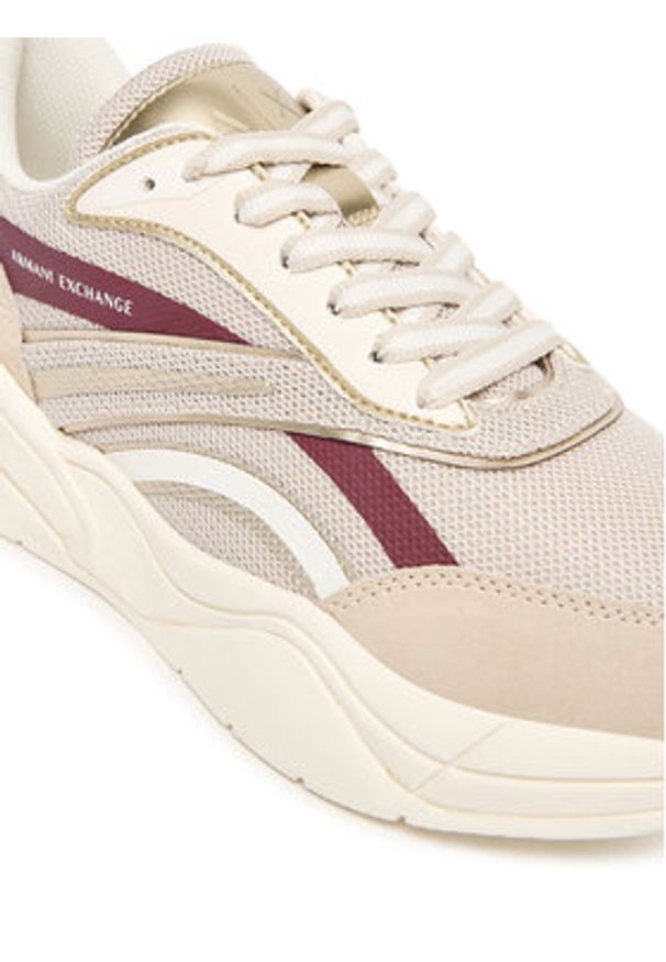 Armani Exchange Sneakersy XW001618 AF17444 MZ288 Beżowy. Kolor: beżowy. Materiał: skóra