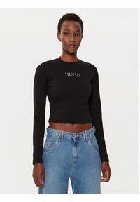 Hugo - HUGO Bluzka Della 50537288 Czarny Slim Fit. Kolor: czarny. Materiał: bawełna #6