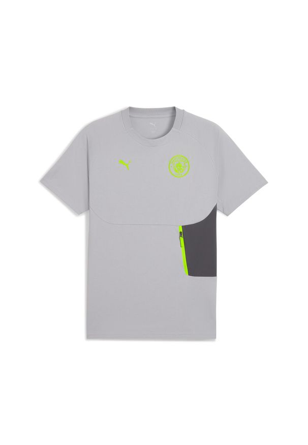 Puma - Męska koszulka Manchester City PUMATECH z kieszenią PUMA Galactic Gray Pro Green. Kolor: szary, zielony, wielokolorowy. Sport: piłka nożna