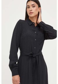 Pinko sukienka z domieszką jedwabiu kolor czarny mini. Okazja: na co dzień. Kolor: czarny. Materiał: jedwab. Długość rękawa: długi rękaw. Typ sukienki: proste. Styl: casual. Długość: mini #2