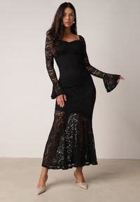 Born2be - Czarna Koronkowa Sukienka VICES o Eleganckim Kroju z Wiązaniem na Plecach Irinlenne. Okazja: na randkę. Kolor: czarny. Materiał: koronka. Styl: elegancki #2