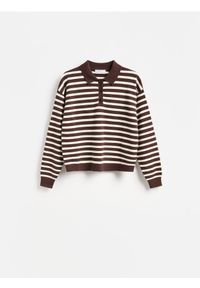 Reserved - Sweter polo - brązowy. Typ kołnierza: polo. Kolor: brązowy. Materiał: dzianina #1