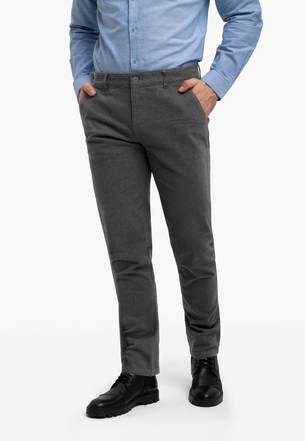 Volcano - Spodnie chinosy, Regular Fit, R-PATT. Kolor: czarny. Materiał: materiał. Styl: klasyczny