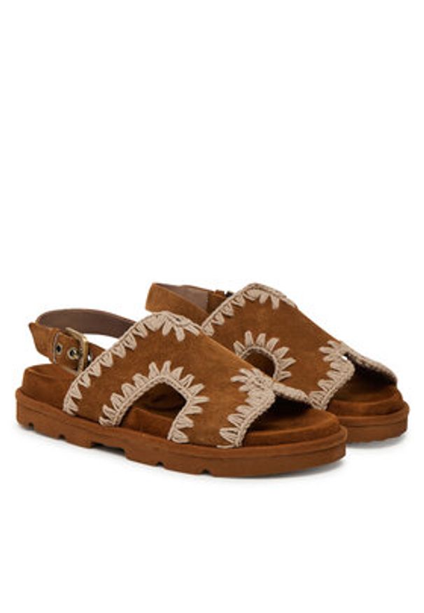 Mou Sandały Low bio sandal MU.SW631006A Brązowy. Kolor: brązowy. Materiał: skóra, zamsz