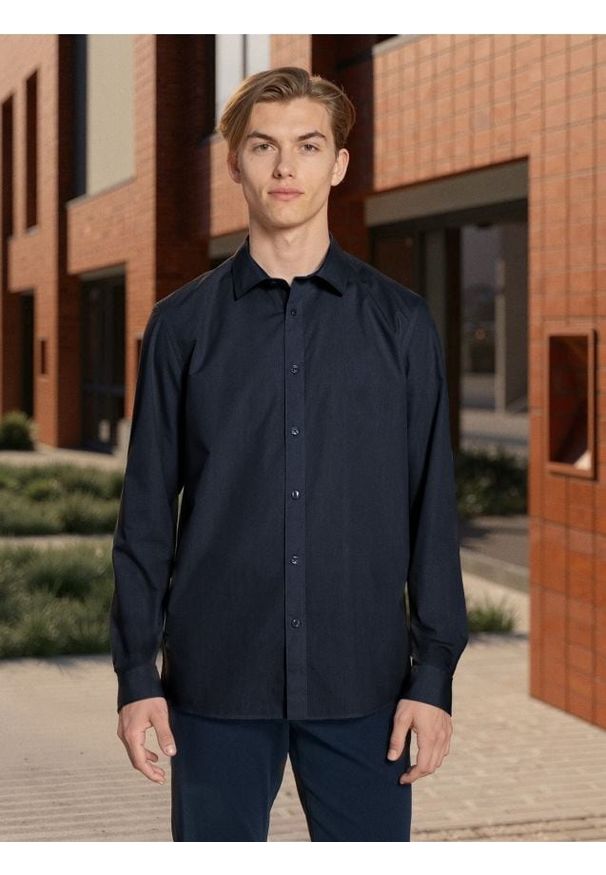 Sinsay - Koszula slim fit - granatowy. Kolor: niebieski