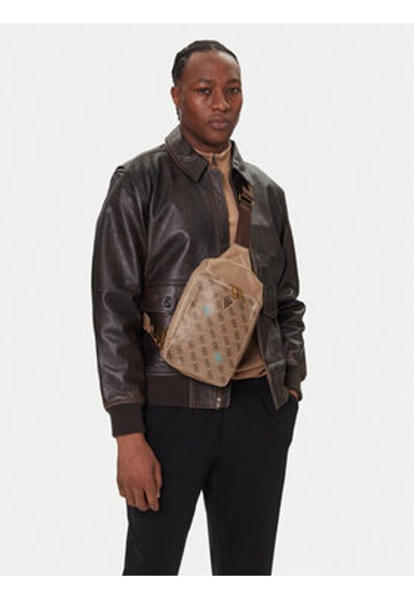 Guess Saszetka HMMICT P5426 Beżowy. Kolor: beżowy. Materiał: skóra