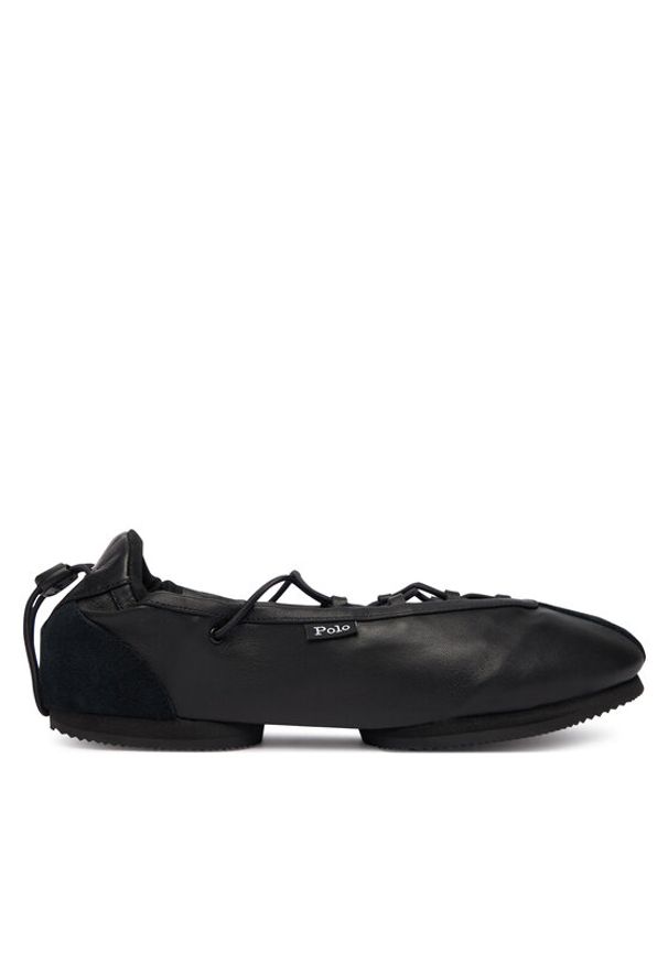 Polo Ralph Lauren Baleriny Blrna Lce Up 804P08221001 Czarny. Kolor: czarny. Materiał: skóra