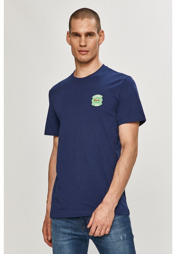 Lacoste - T-shirt. Okazja: na co dzień. Kolor: niebieski. Materiał: dzianina. Wzór: gładki. Styl: casual
