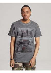 Diverse - T-shirt męski z nadrukiem JACKALSS E S1818 - - Rozmiar: L. Kolor: szary. Materiał: bawełna. Wzór: nadruk