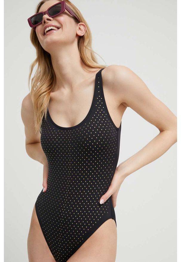 MICHAEL Michael Kors jednoczęściowy strój kąpielowy kolor czarny lekko usztywniona miseczka. Kolor: czarny. Materiał: materiał