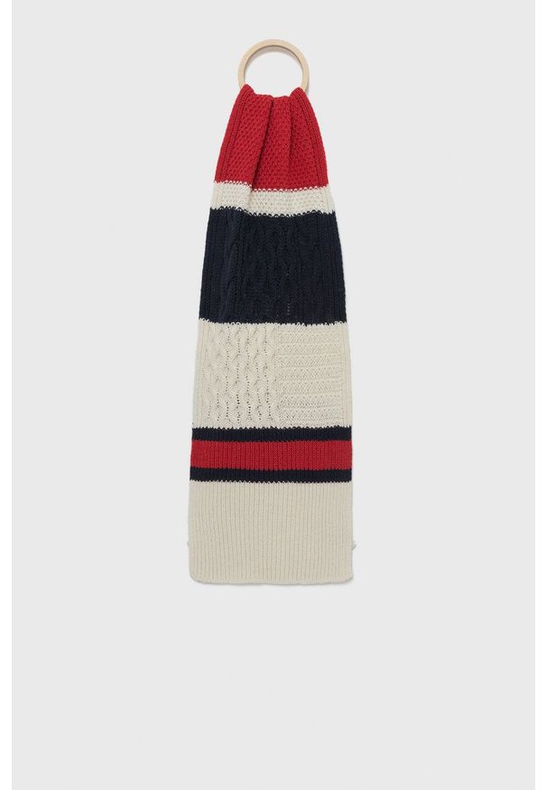 TOMMY HILFIGER - Tommy Hilfiger szalik męski kolor beżowy gładki. Kolor: beżowy. Materiał: dzianina. Wzór: gładki