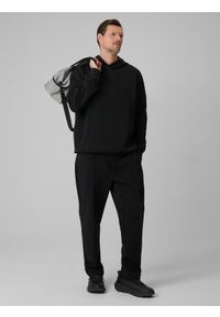 4f - 4F Bluza dresowa regular z kapturem męska - czarna L. Okazja: na co dzień. Typ kołnierza: kaptur. Kolor: czarny. Materiał: dresówka. Styl: klasyczny, casual, sportowy #2