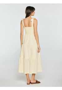 Big-Star - Sukienka damska midi na ramiączkach w drobne paseczki jasnożółta Gopisi 200. Kolor: żółty. Materiał: bawełna, tkanina. Długość rękawa: na ramiączkach. Długość: midi #6