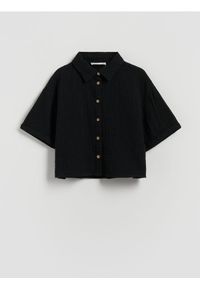 Reserved - Muślinowa koszula - czarny. Kolor: czarny. Materiał: bawełna. Długość: krótkie #1