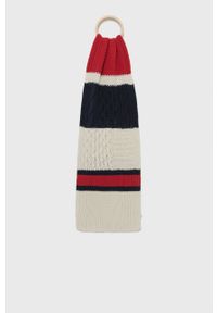 TOMMY HILFIGER - Tommy Hilfiger szalik męski kolor beżowy gładki. Kolor: beżowy. Materiał: dzianina. Wzór: gładki #1