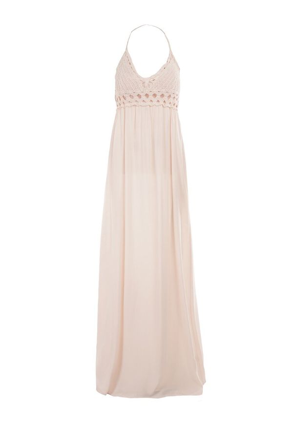 Born2be - Jasnoróżowa Sukienka Zerlaivo. Kolor: różowy. Materiał: bawełna, koronka. Wzór: aplikacja, koronka. Sezon: lato. Styl: boho. Długość: maxi