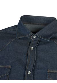 Takeshy Kurosawa Koszula "Rodeo" | 82934 | Rodeo | Mężczyzna | Granatowy. Okazja: na co dzień. Kolor: niebieski. Materiał: bawełna, elastan. Wzór: aplikacja. Styl: casual