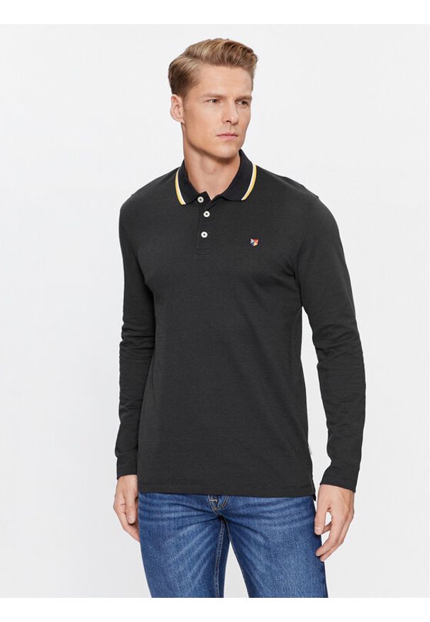 Jack & Jones Polo 12174038 Czarny Regular Fit. Typ kołnierza: polo. Kolor: czarny. Materiał: syntetyk, bawełna