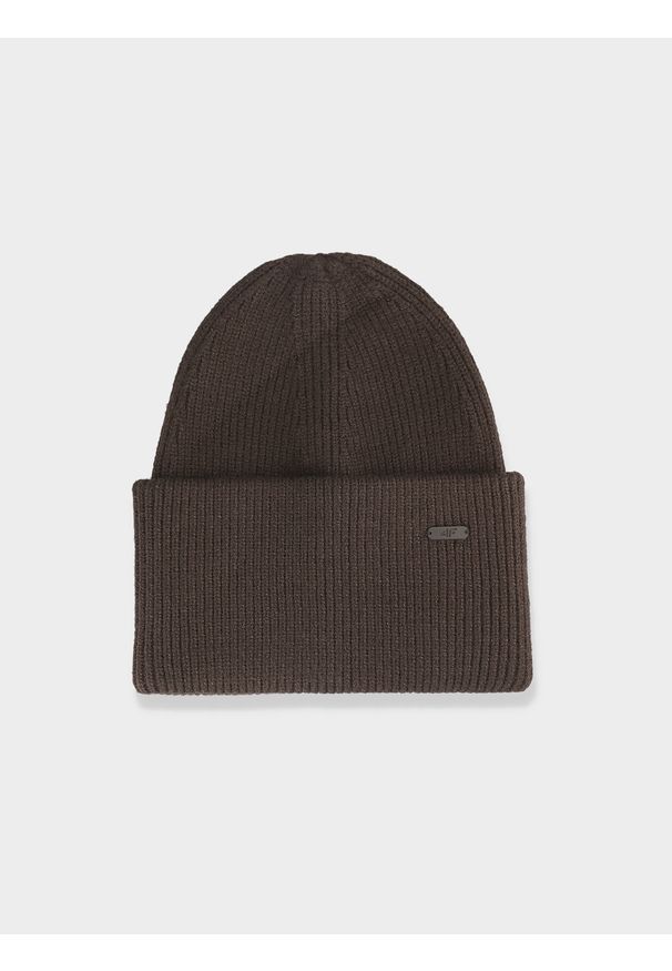 4f - Czapka zimowa damska. Kolor: brązowy. Sezon: zima