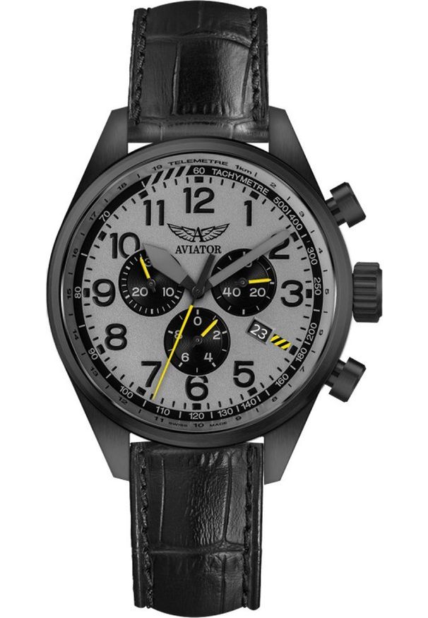 AVIATOR - Zegarek Aviator Zegarek męski Aviator V.2.25.5.174.4 czarny. Kolor: czarny