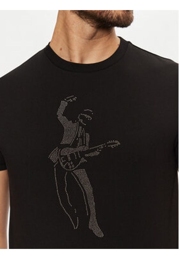 Karl Lagerfeld - KARL LAGERFELD T-Shirt 755089 551225 Czarny Regular Fit. Typ kołnierza: dekolt w karo. Kolor: czarny. Materiał: bawełna
