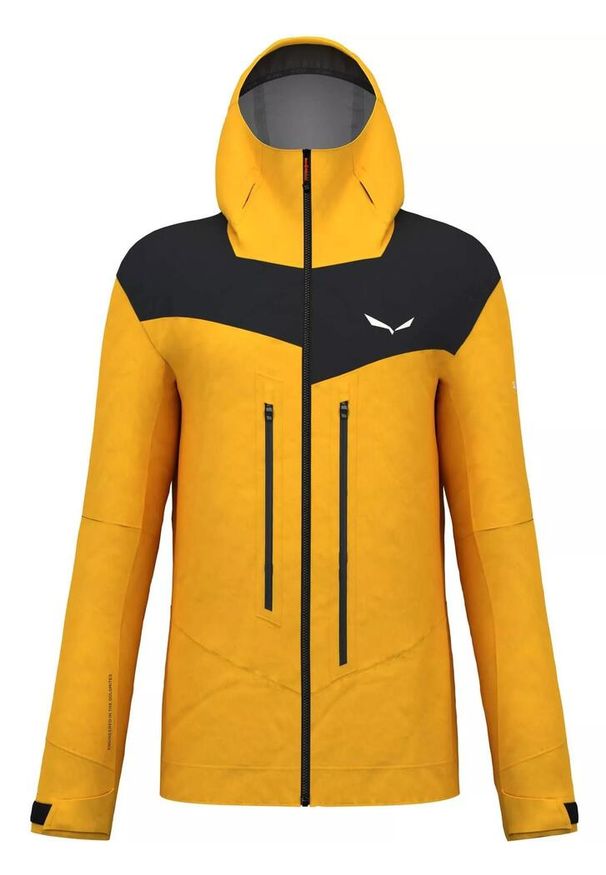 Kurtka narciarska męska Salewa Ortles Ptx 3L M Jacket. Kolor: czarny, wielokolorowy, żółty. Sezon: zima. Sport: narciarstwo