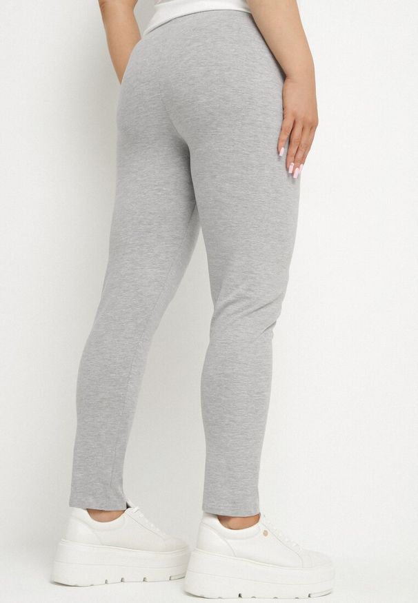 Born2be - Szare Bawełniane Legginsy z Gumką w Pasie Mevora. Okazja: na co dzień. Kolekcja: plus size. Kolor: szary. Materiał: bawełna. Styl: klasyczny, casual