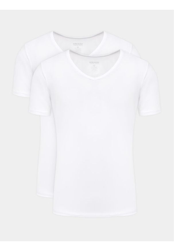 Seidensticker Komplet 2 t-shirtów 12.200014 Biały Slim Fit. Kolor: biały. Materiał: wiskoza