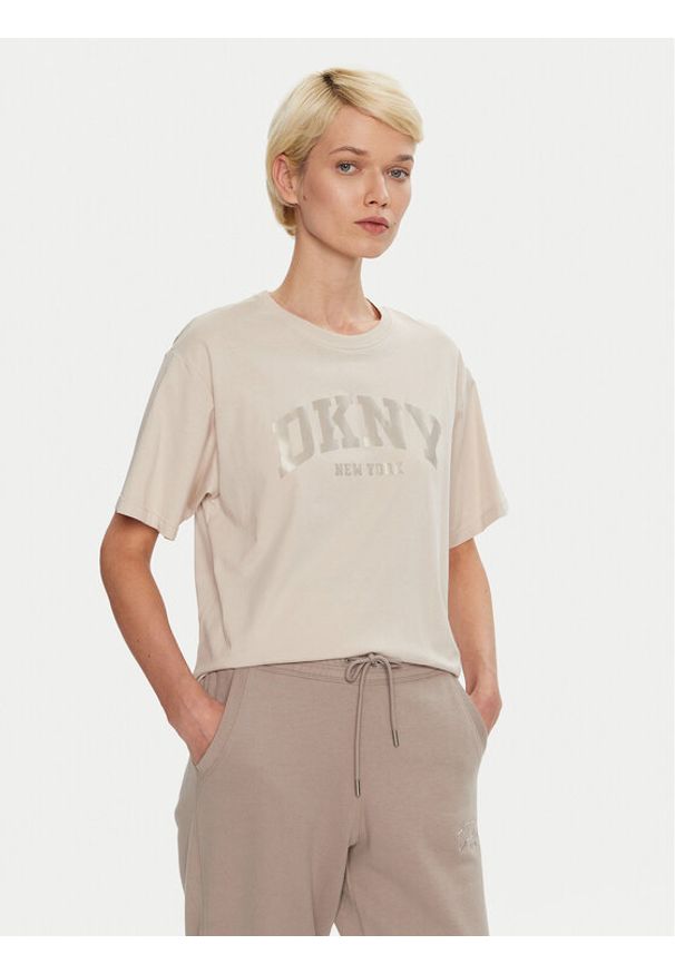 DKNY Sport T-Shirt DP4T9812 Écru Regular Fit. Materiał: bawełna. Styl: sportowy