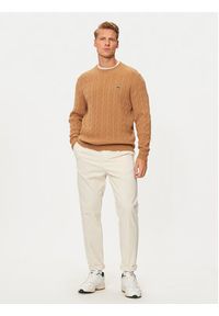 Lacoste Sweter AH2924 Brązowy Regular Fit. Kolor: brązowy. Materiał: wełna #3