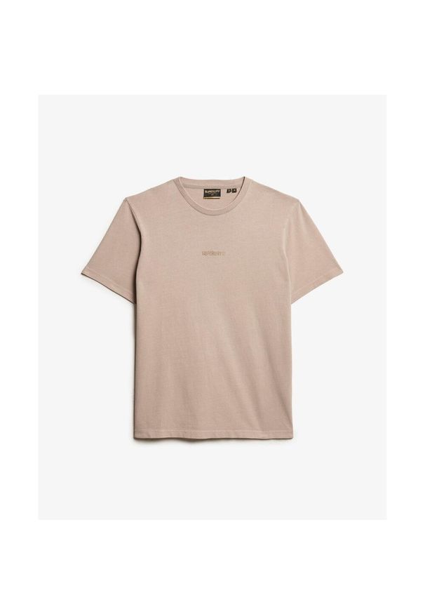 T-shirt z micro-logo Superdry. Kolor: beżowy. Wzór: haft