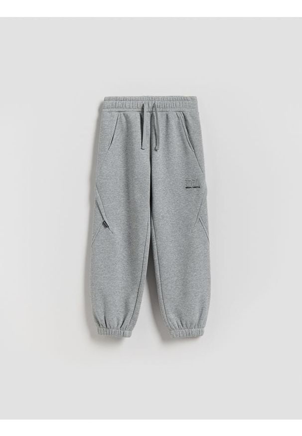 Reserved - Ocieplane spodnie cargo - jasnoszary. Kolor: szary. Materiał: bawełna, dzianina