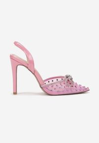 Born2be - Różowe Sandały Naesiolea. Nosek buta: okrągły. Zapięcie: pasek. Kolor: różowy. Wzór: aplikacja. Styl: elegancki #4