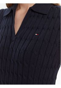 TOMMY HILFIGER - Tommy Hilfiger Sweter WW0WW45655 Granatowy Regular Fit. Kolor: niebieski. Materiał: bawełna #3