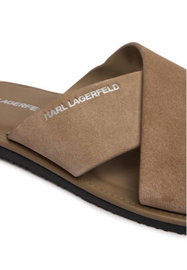 Karl Lagerfeld - KARL LAGERFELD Klapki KL70213C Beżowy. Kolor: beżowy. Materiał: skóra, zamsz