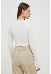 Calvin Klein Jeans longsleeve damski kolor beżowy. Kolor: beżowy. Materiał: dzianina, prążkowany. Długość rękawa: długi rękaw. Długość: długie #5