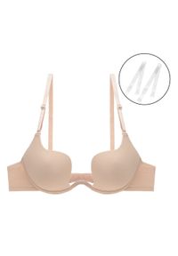 Intica - Biustonosz push-up do głębokich dekoltów z miękką wyściółką Kibariye. Kolor: beżowy. Materiał: materiał, skóra. Rodzaj stanika: push-up