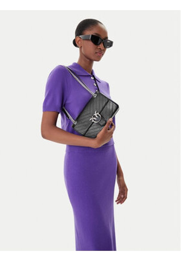 Pinko - PINKO Torebka Love One Light Mini Al 25-26 PLTT 106173 A2JC Czarny. Kolor: czarny. Materiał: skórzane