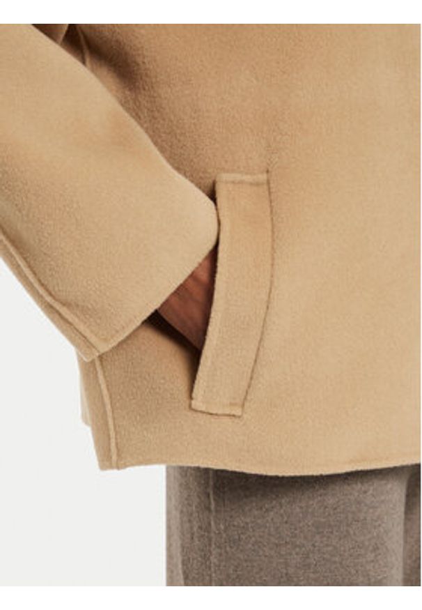Weekend Max Mara Płaszcz wełniany Gennaio 2425086021 Beżowy Regular Fit. Kolor: beżowy. Materiał: wełna