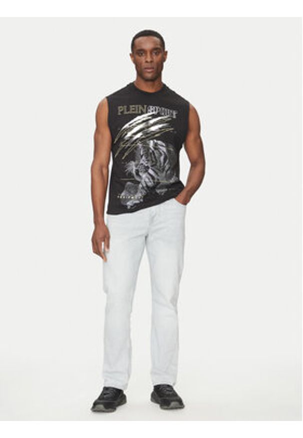 Plein Sport Tank top SAEC MTK8007 STE001N Czarny Regular Fit. Kolor: czarny. Materiał: bawełna. Styl: sportowy