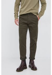 Selected Spodnie męskie kolor zielony proste. Okazja: na co dzień. Kolor: zielony. Materiał: tkanina, materiał, bawełna. Wzór: gładki. Styl: casual #1