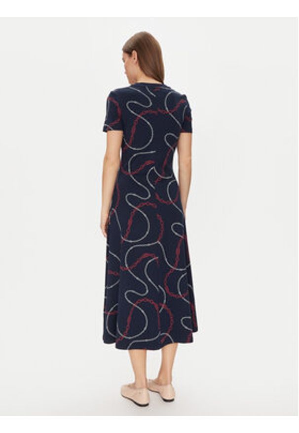 TOMMY HILFIGER - Tommy Hilfiger Sukienka codzienna Modern F&F Midi Dress WW0WW44547 Granatowy Regular Fit. Okazja: na co dzień. Kolor: niebieski. Materiał: bawełna. Typ sukienki: proste. Styl: casual. Długość: midi