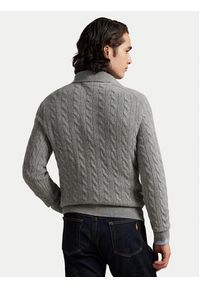 Polo Ralph Lauren Sweter 710974165002 Szary Regular Fit. Typ kołnierza: polo. Kolor: szary. Materiał: wełna #5