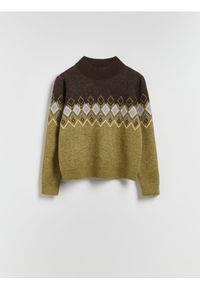 Reserved - Sweter w romby - wielobarwny. Materiał: wełna, dzianina