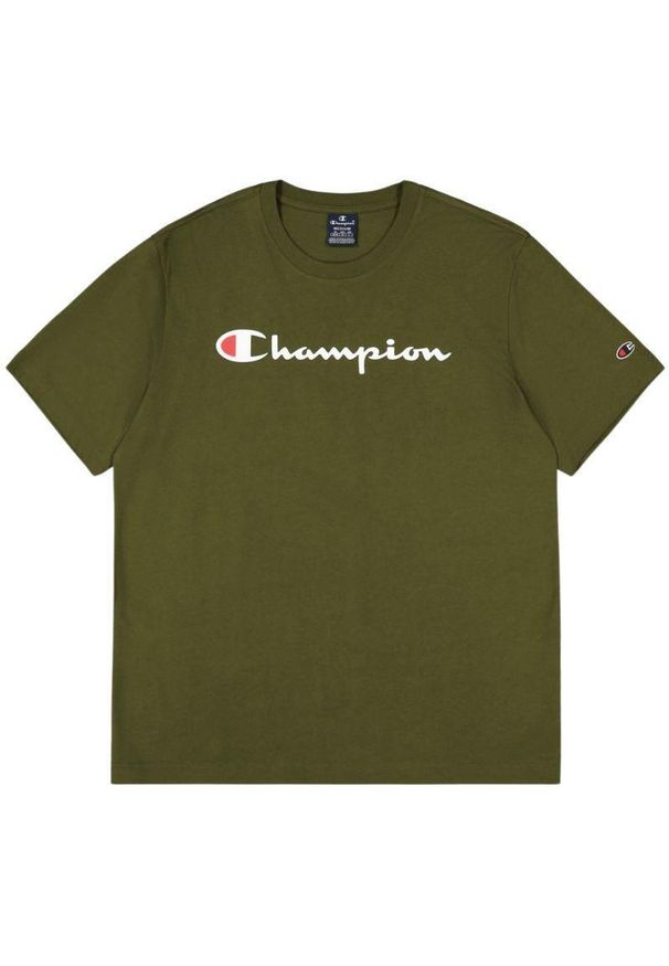 Champion - Męska Koszulka Z Krótkim Rękawem. Kolor: zielony. Długość rękawa: krótki rękaw. Długość: krótkie