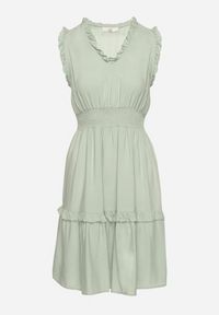 Born2be - Jasnozielona Sukienka z Wiskozą o Rozkloszowanym Kroju Bez Rękawów Folerose. Typ kołnierza: dekolt w serek. Kolor: zielony. Materiał: wiskoza. Długość rękawa: bez rękawów. Sezon: wiosna, lato. Typ sukienki: rozkloszowane. Styl: elegancki #4