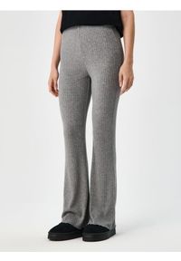 Sinsay - Prążkowane spodnie z szeroką nogawką - szary. Kolor: szary. Materiał: prążkowany #1